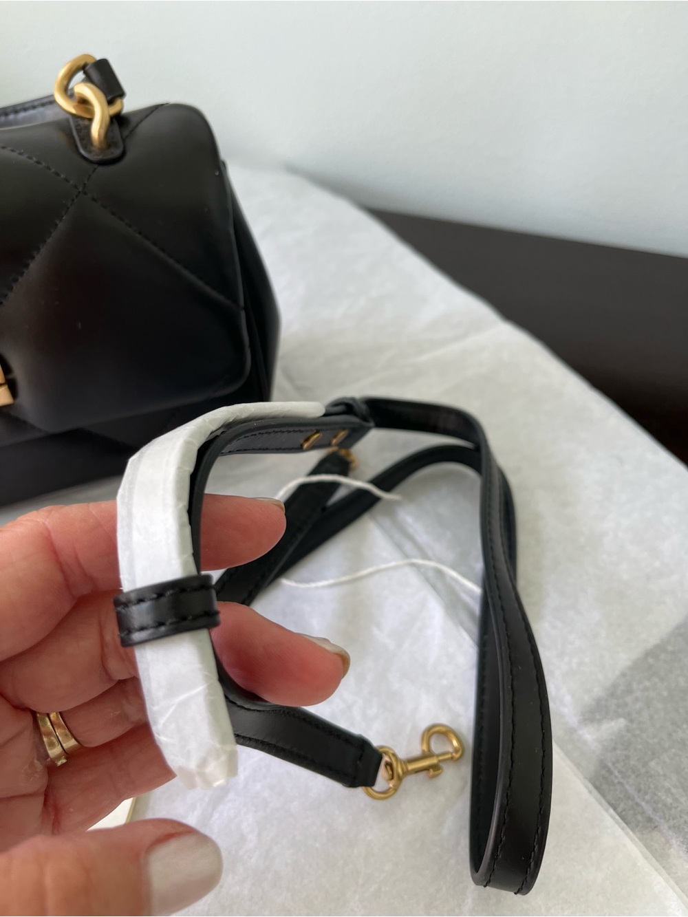 Tory Burch Black Quilted Leather Top-Handle Satchel with Gold Hardware - Picture 11 of 14